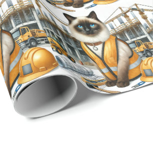 Construction Worker for Cat Lover Wrapping Paper