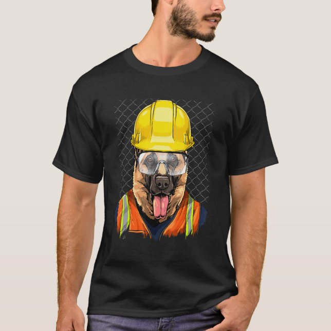 Construction Worker German Shepherd Laborer Pet Do T-Shirt (Front)