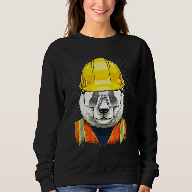 Construction Worker Giant Panda Bear Laborer Panda Sweatshirt (Front)