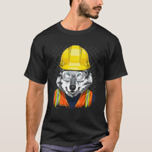 Construction Worker Gray Wolf Laborer Wild Animal  T-Shirt