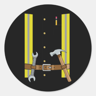 Construction Worker Halloween Costume For Boys Kid Classic Round Sticker