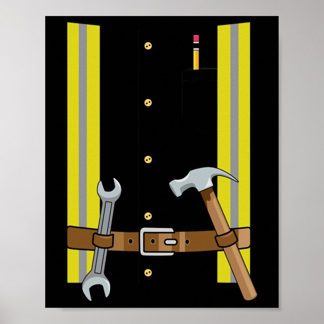 Construction Worker Halloween Costume For Boys Kid Poster (Front)