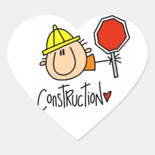 Construction Worker Heart Sticker