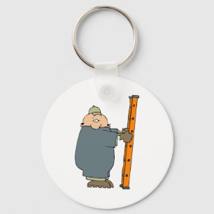 Construction Worker Holding Ladder Key Ring