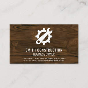 Construction Worker Home Repair Gears Wrench Business Card