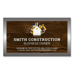 Construction Worker   Home Repair Tools Magnetic Business Card