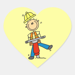 Construction Worker I Build T-shirts and Gifts Heart Sticker