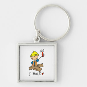 Construction Worker I Build T-shirts and Gifts Key Ring