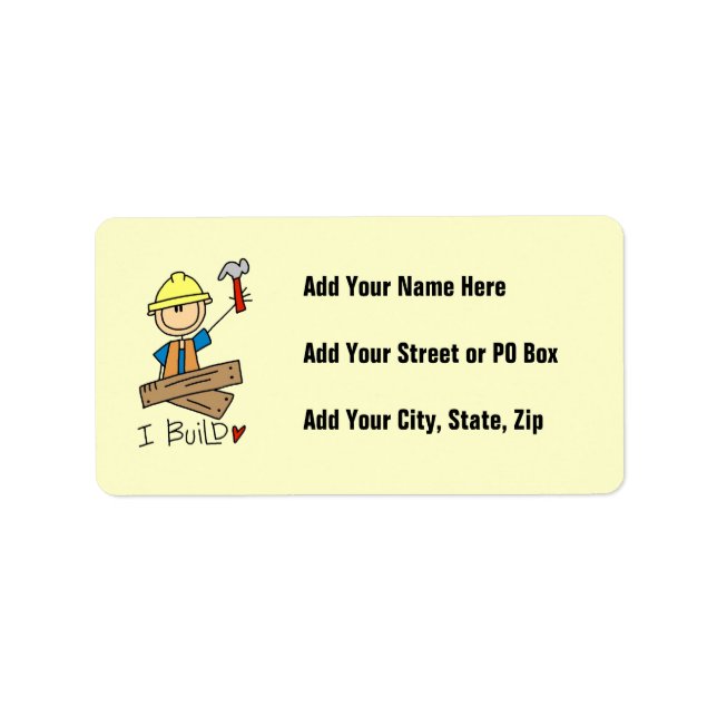Construction Worker I Build T-shirts and Gifts Label (Front)