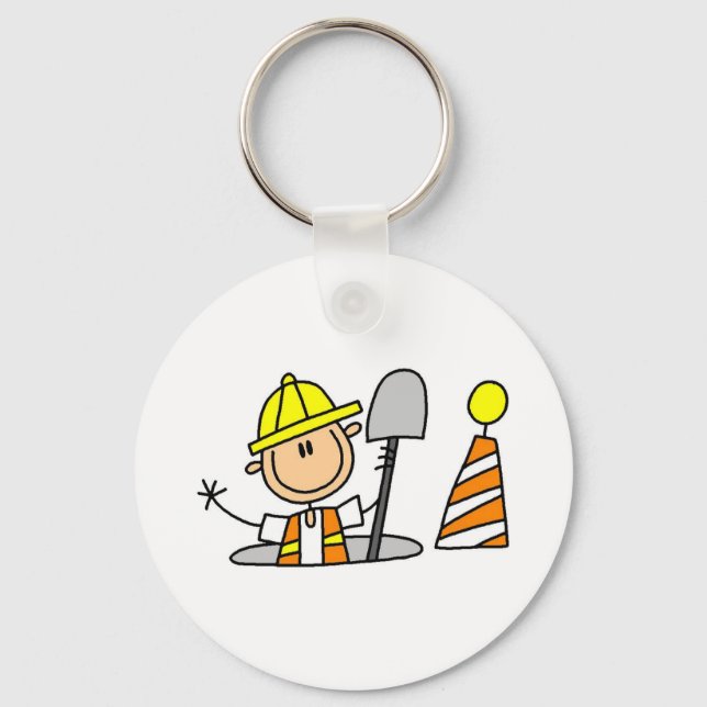 Construction Worker in Manhole Key Ring (Front)
