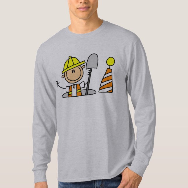 Construction Worker in Manhole T-shirt (Front)