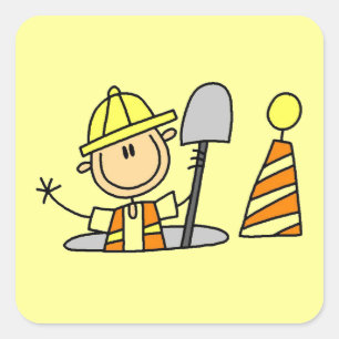Construction Worker in Manhole T-shirts and Gifts Square Sticker