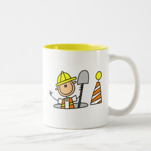 Construction Worker in Manhole T-shirts and Gifts Two-Tone Coffee Mug