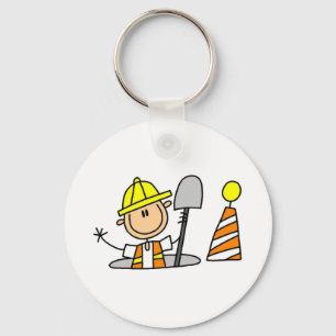 Construction Worker in Manhole Tshirts and Gifts Key Ring