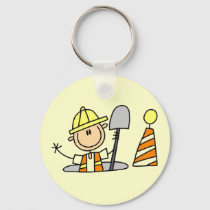 Construction Worker in Manhole Tshirts and Gifts Key Ring