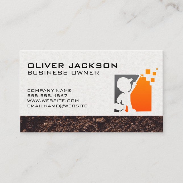 Construction Worker Logo Icon Business Card (Front)