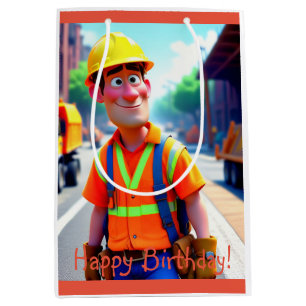 Construction Worker Medium Gift Bag