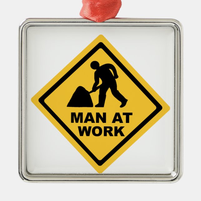 Construction Worker Metal Tree Decoration (Front)