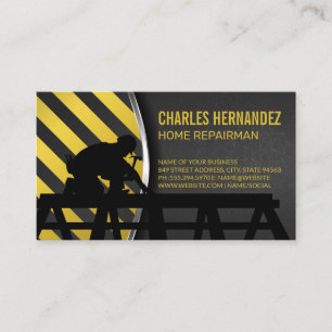 Construction Worker on Roof General Contractor Business Card