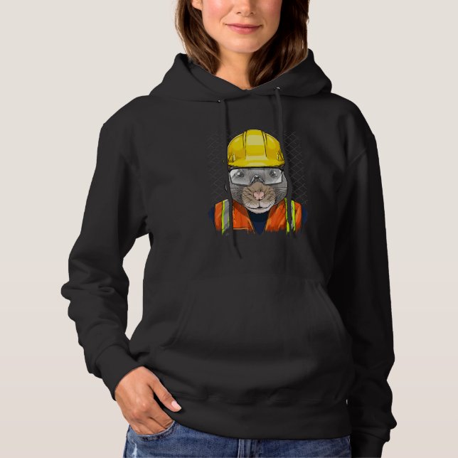Construction Worker Rat Laborer Garbage Animal Rat Hoodie (Front)