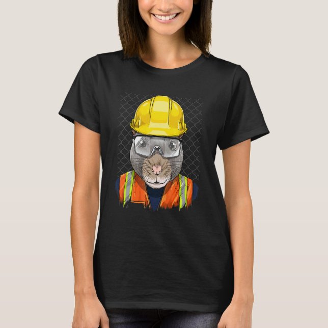 Construction Worker Rat Laborer Garbage Animal Rat T-Shirt (Front)