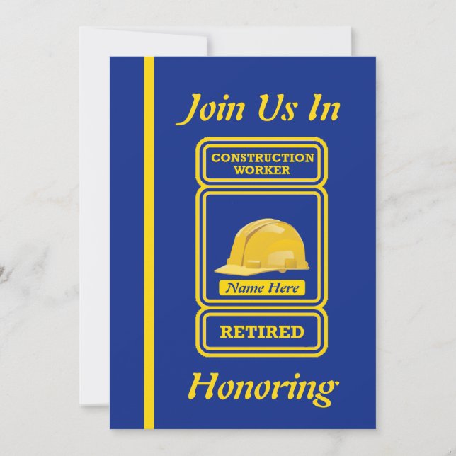 Construction Worker Retirement Invitation (Front)