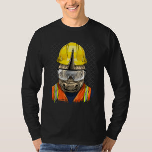 Construction Worker Rhinoceros Laborer Animal Rhin T-Shirt