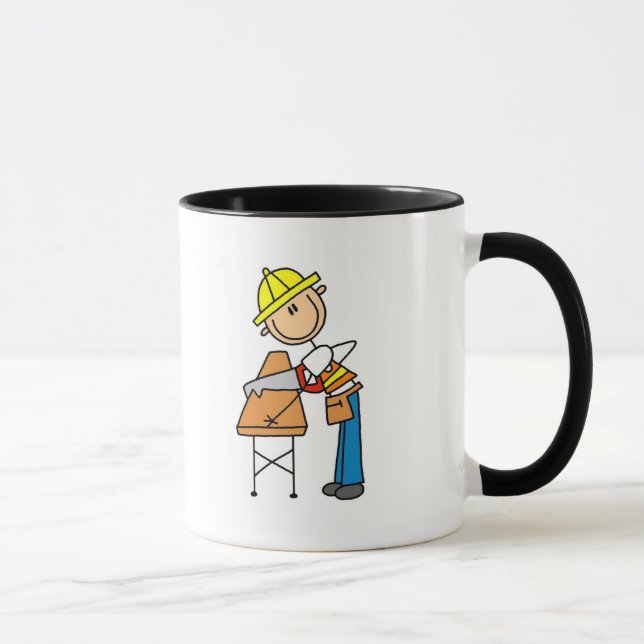 Construction Worker Sawing Board Mug (Right)