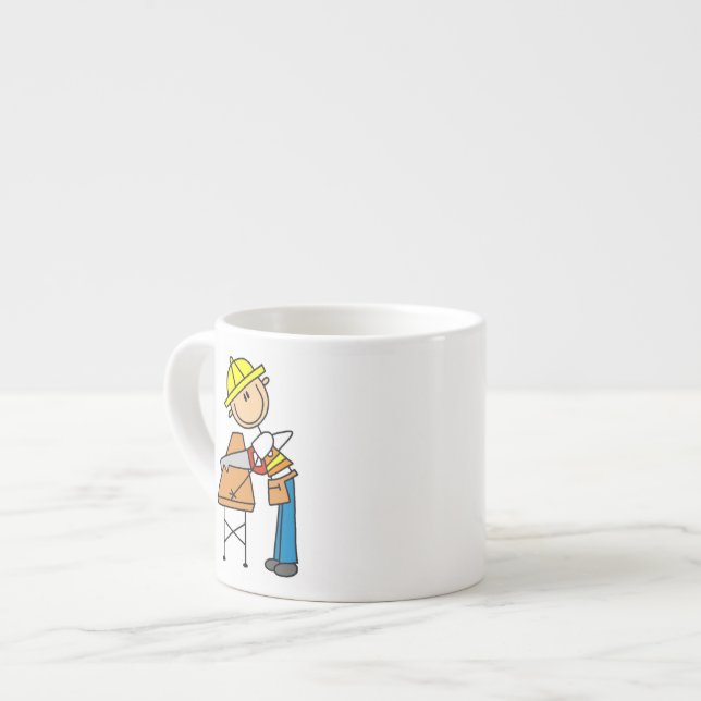 Construction Worker Sawing Lumber Gifts Espresso Cup (Front Left)
