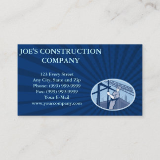 Construction Worker Scaffolding Retro Business Card