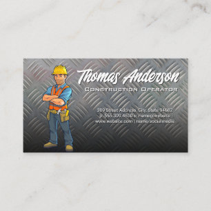 Construction Worker   Steel Background Business Card