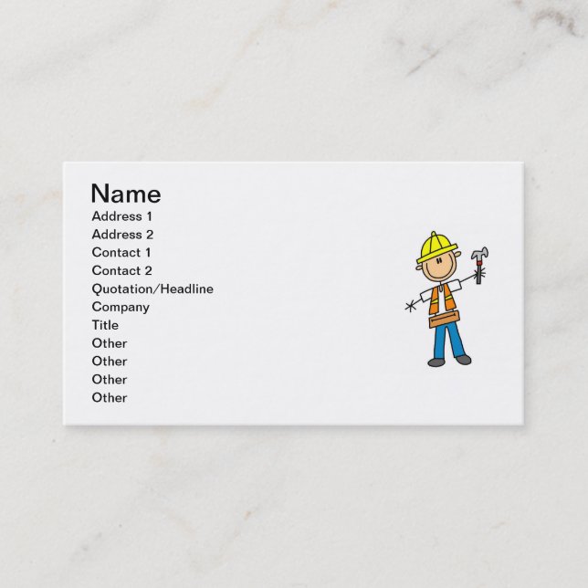 Construction Worker with Hammer Business Card (Front)