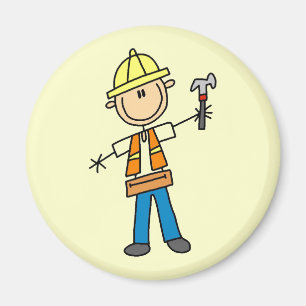 Construction Worker with Hammer Magnet