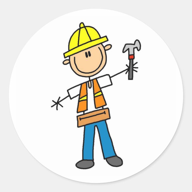 Construction Worker with Hammer Sticker (Front)