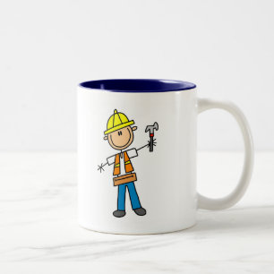 Construction Worker with Hammer Two-Tone Coffee Mug