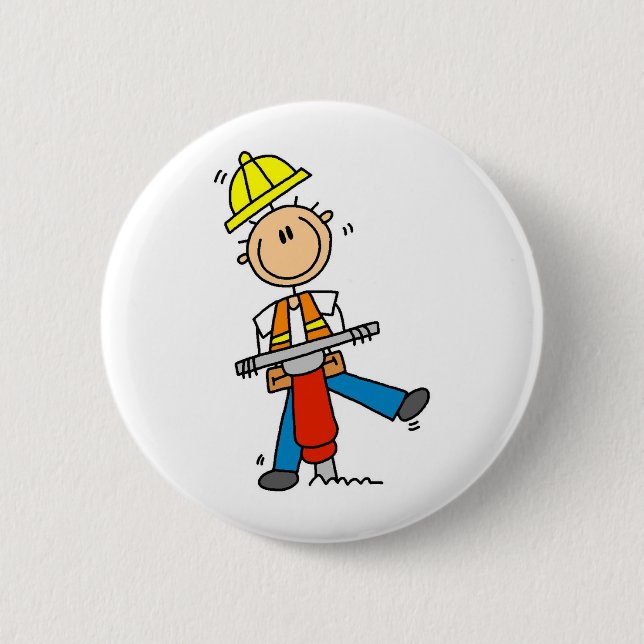 Construction Worker with Jack Hammer Button (Front)