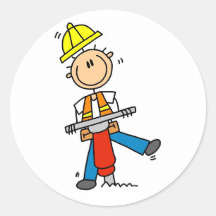 Construction Worker With Jack Hammer Gifts Classic Round Sticker