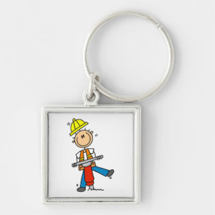 Construction Worker With Jack Hammer Gifts Key Ring