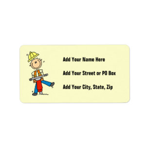 Construction Worker With Jack Hammer Gifts Label