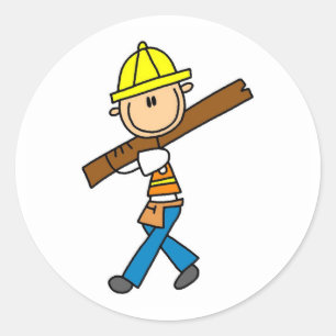Construction Worker with Lumber Stickers