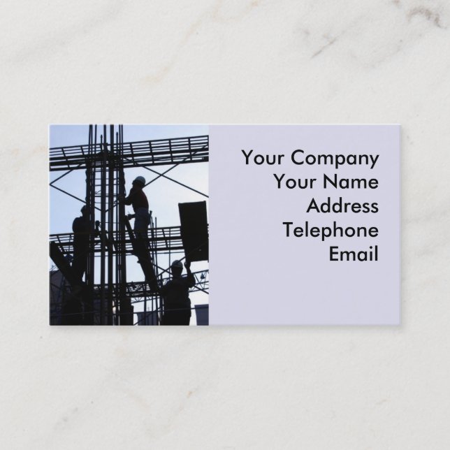 Construction Workers on Scaffolding Business Card (Front)