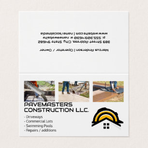 Construction Workers Paving Cement Business Card