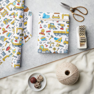 Construction Wrapping Paper, Boy Birthday Gift  Paper
