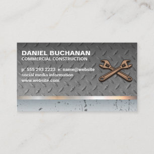 Construction Wrenches Steel Metal Pattern Business Card