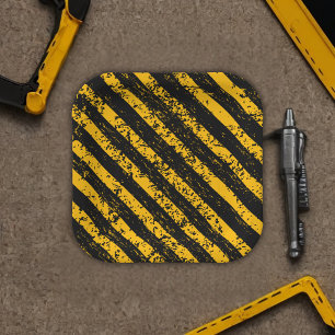 Construction Yellow & Black Baby Shower Paper Plate