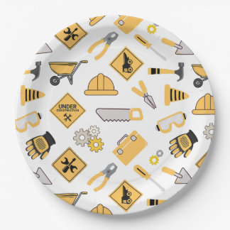 Construction Yellow Boys Dump Truck Birthday Paper Plate