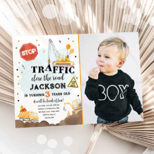 Construction Yellow Dump Truck Boy Birthday Invita Invitation