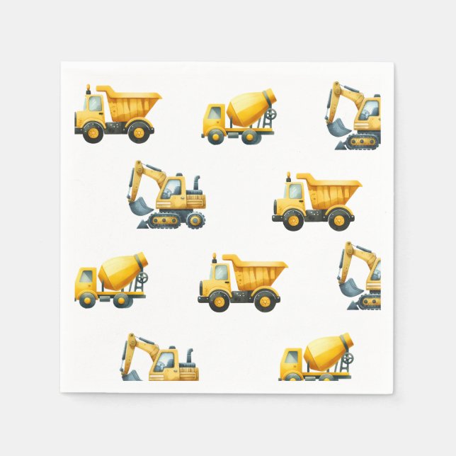 Construction, yellow dump truck napkins (Front)