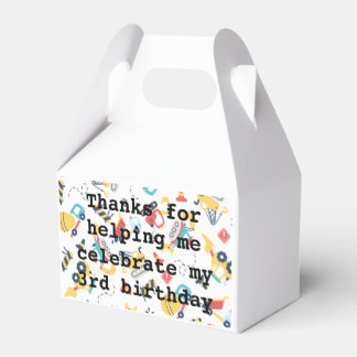 Construction yellow trucks car 3rd birthday  favour box