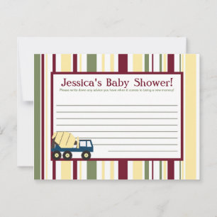 Construction Zone Baby Shower Writable Advice Card